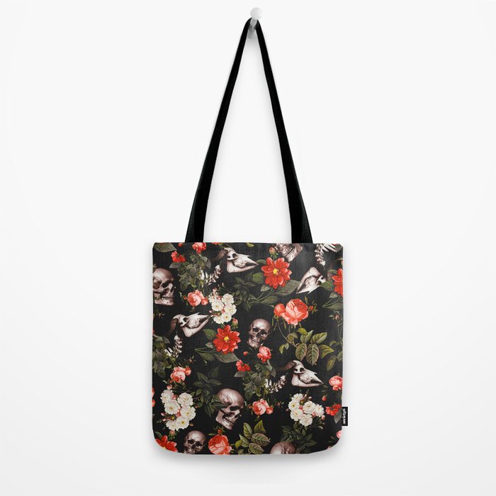 Floral and Skull Pattern Tote Bag Gallery Image 2