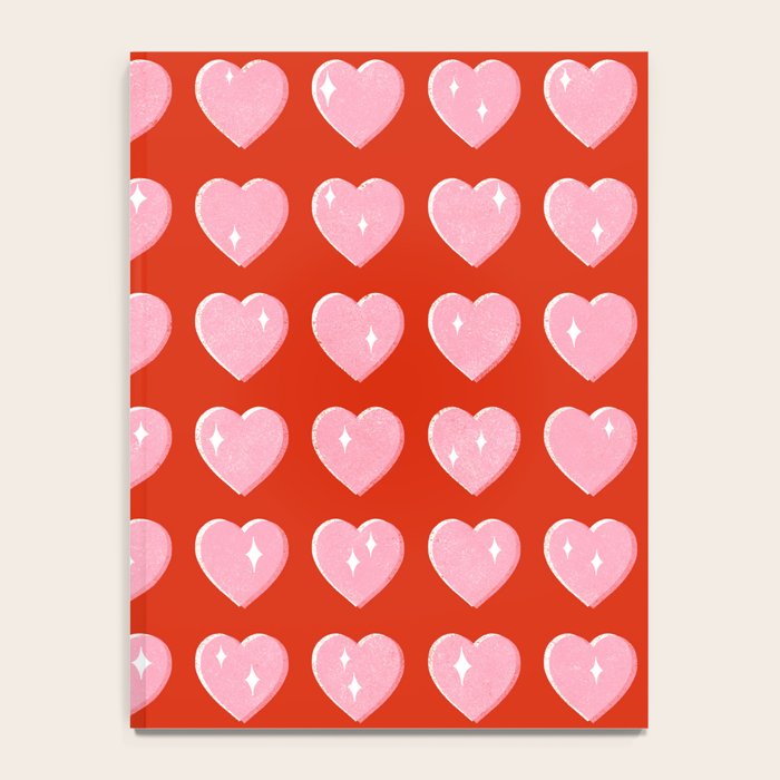 Love Hearts - pink hearts on red Notebook Gallery Image 4