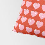 Love Hearts - pink hearts on red Pillow Sham Gallery Image 4