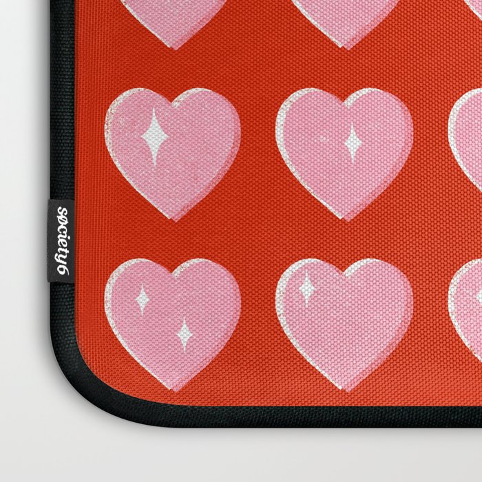 Love Hearts - pink hearts on red Laptop Sleeve Gallery Image 3