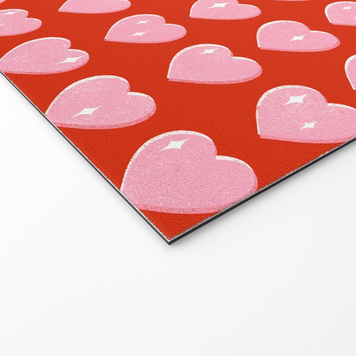 Love Hearts - pink hearts on red Welcome Mat Gallery Image 2