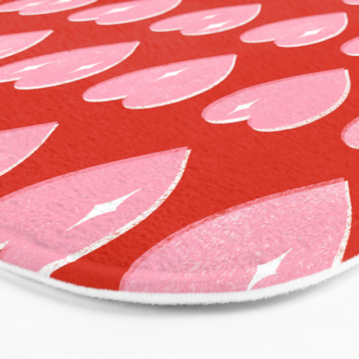 Love Hearts - pink hearts on red Bath Mat Gallery Image 3