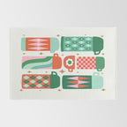 Retro Christmas Thermoses Red Pink and Green on White Rug Gallery Image 2