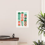 Retro Christmas Thermoses Red Pink and Green on White Poster Gallery Image 2