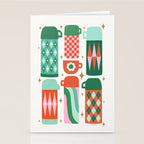 Retro Christmas Thermoses Red Pink and Green on White Stationery Card Gallery Image 2