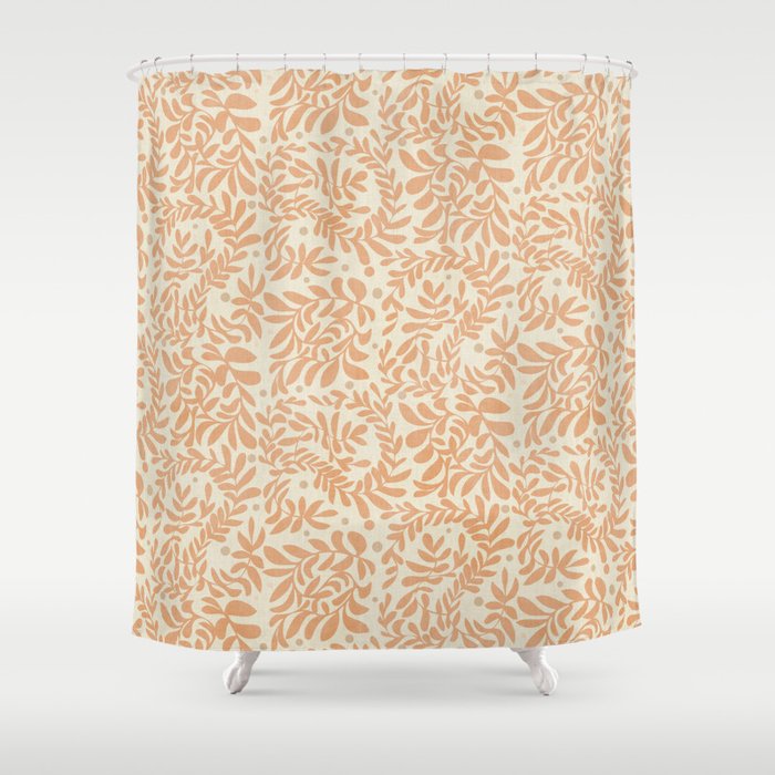 abstract retro shapes earthy leaves Shower Curtain Gallery Image 1