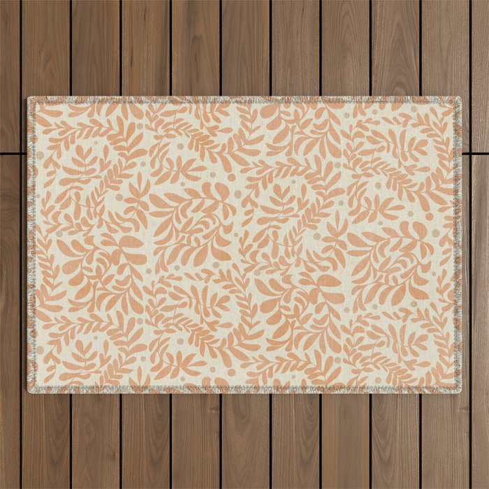 abstract retro shapes earthy leaves Outdoor Rug Gallery Image 1