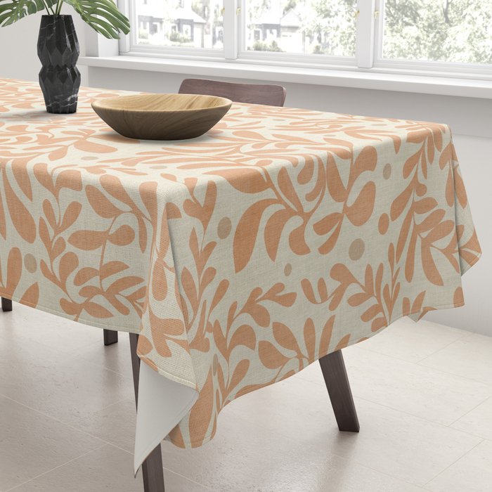abstract retro shapes earthy leaves Tablecloth Gallery Image 3