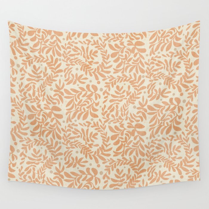 abstract retro shapes earthy leaves Wall Tapestry Gallery Image 4