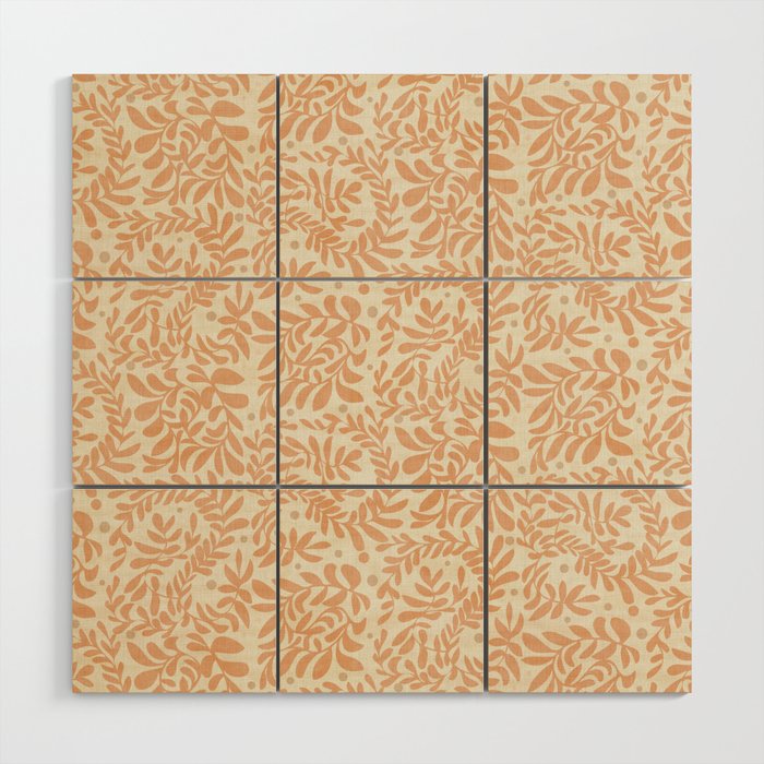 abstract retro shapes earthy leaves Wood Wall Art Gallery Image 1