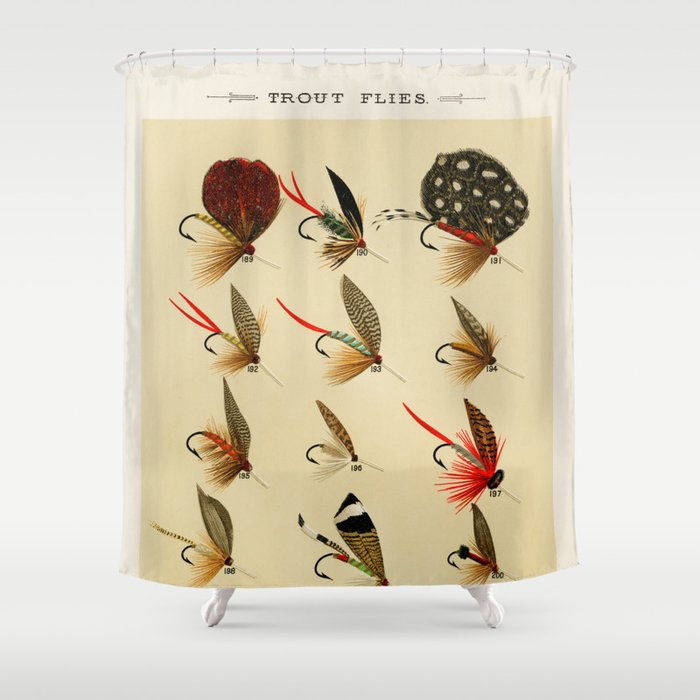 Illustrated Trout Fishing Flies Chart from Favorite Flies and Their Histories  Shower Curtain Gallery Image 1