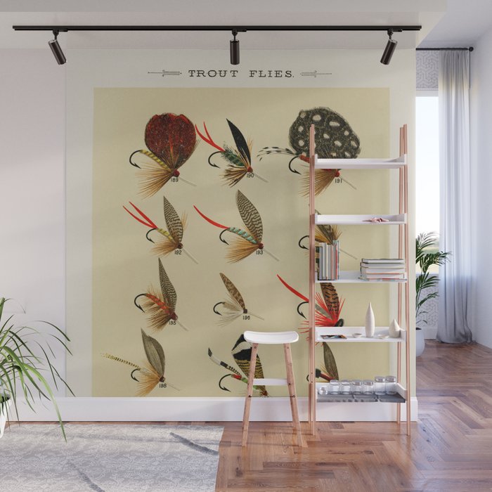Illustrated Trout Fishing Flies Chart from Favorite Flies and Their Histories  Wall Mural Gallery Image 1