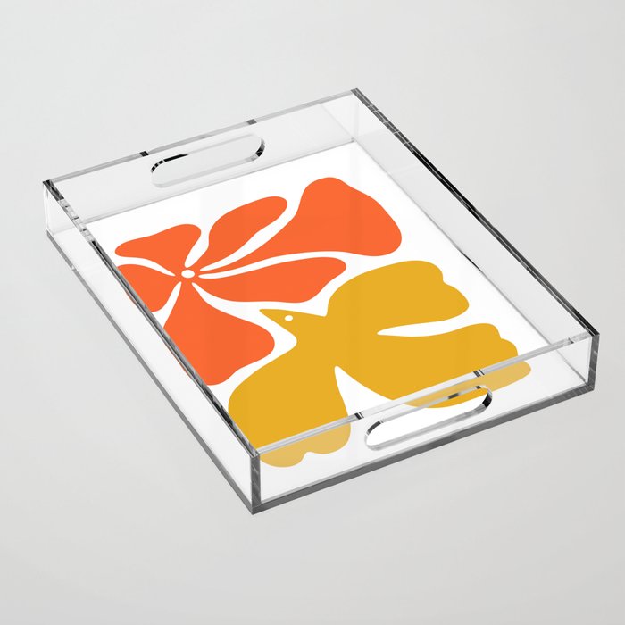 Abstract colorful flower bird nature art Acrylic Tray Gallery Image 1