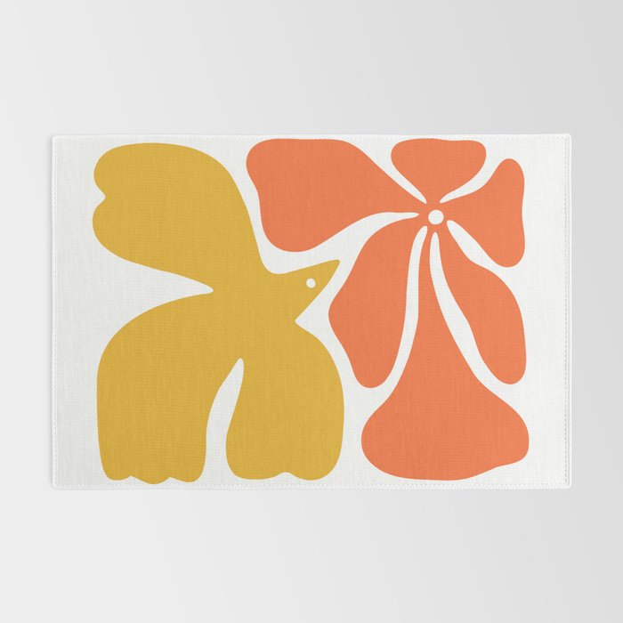 Abstract colorful flower bird nature art Rug Gallery Image 2