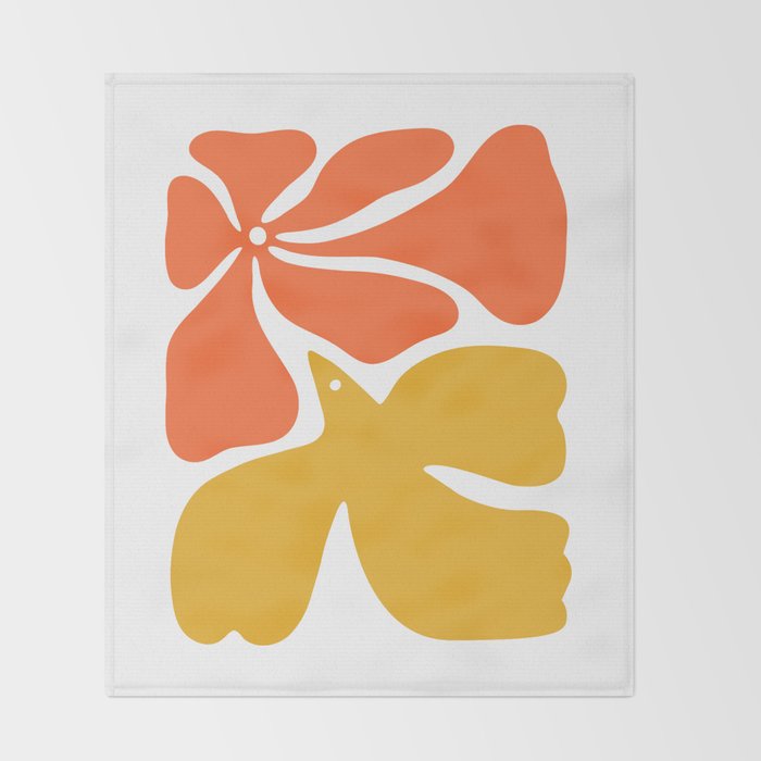 Abstract colorful flower bird nature art Throw Blanket Gallery Image 2