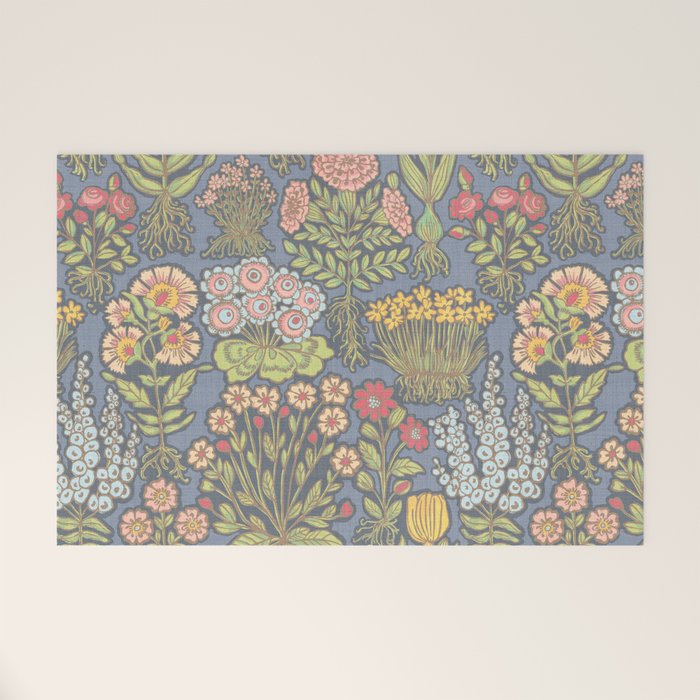 Floral Botanical Mille Fleur Pattern Welcome Mat Gallery Image 1