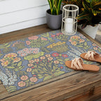 Floral Botanical Mille Fleur Pattern Outdoor Rug Gallery Image 2