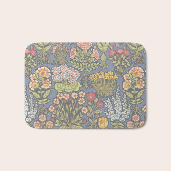 Floral Botanical Mille Fleur Pattern Bath Mat Gallery Image 1