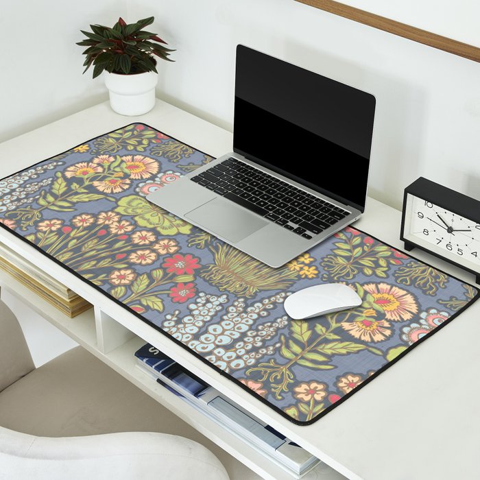 Floral Botanical Mille Fleur Pattern Desk Mat Gallery Image 2
