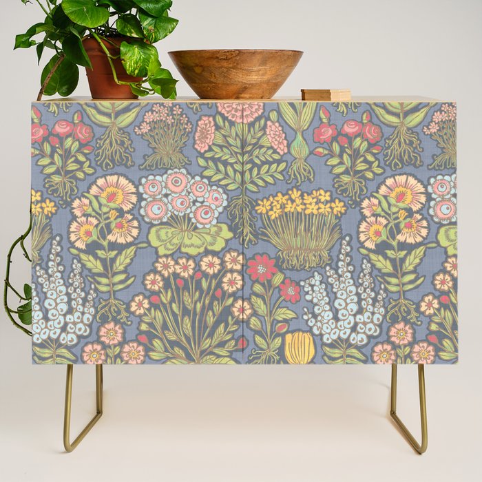 Floral Botanical Mille Fleur Pattern Credenza Gallery Image 1