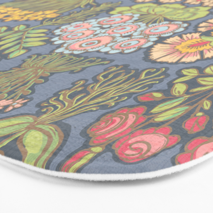 Floral Botanical Mille Fleur Pattern Bath Mat Gallery Image 3