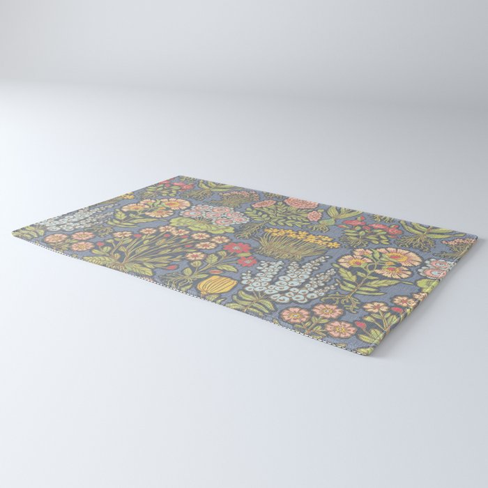 Floral Botanical Mille Fleur Pattern Rug Gallery Image 3