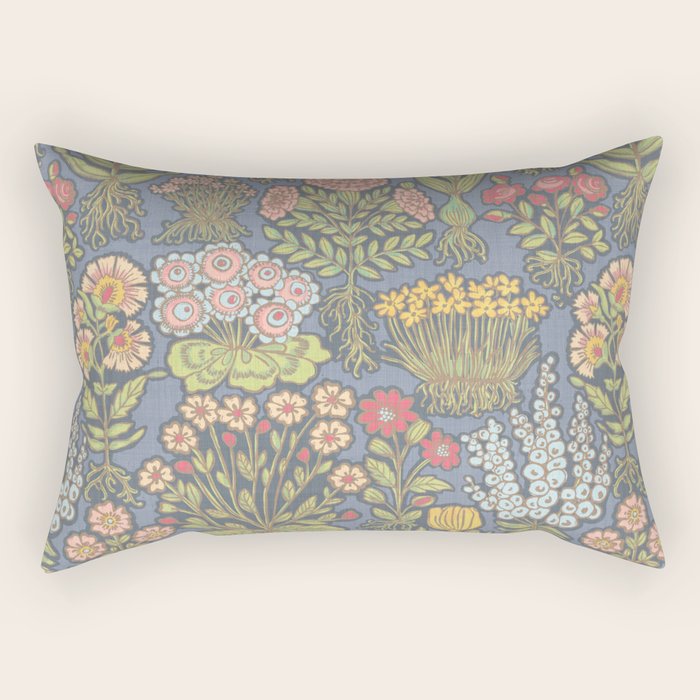 Floral Botanical Mille Fleur Pattern Rectangular Pillow Gallery Image 2