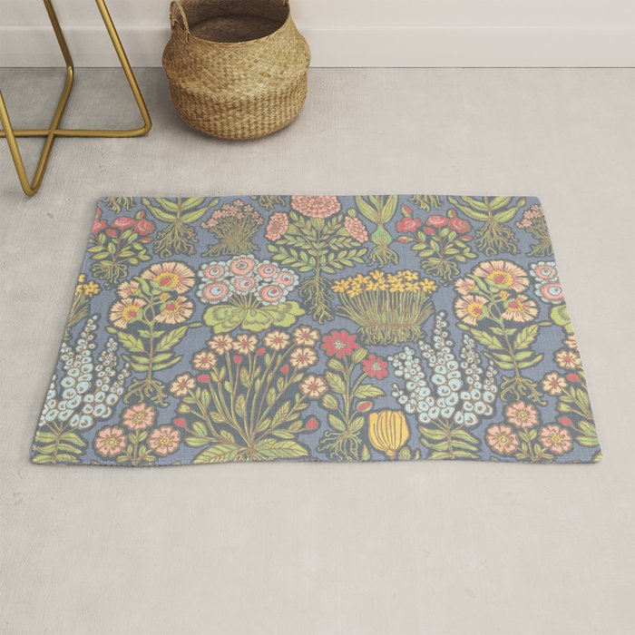 Floral Botanical Mille Fleur Pattern Rug Gallery Image 1