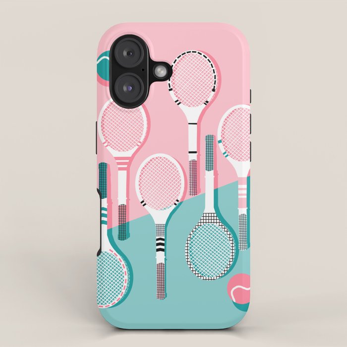 Got Served - tennis country club sports athlete retro throwback memphis 1980s style neon palm spring iPhone Case Gallery Image 1