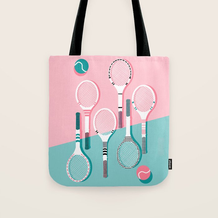 Got Served - tennis country club sports athlete retro throwback memphis 1980s style neon palm spring Tote Bag Gallery Image 1