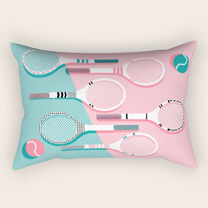 Got Served - tennis country club sports athlete retro throwback memphis 1980s style neon palm spring Rectangular Pillow Gallery Image 1