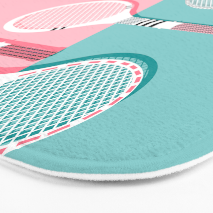 Got Served - tennis country club sports athlete retro throwback memphis 1980s style neon palm spring Bath Mat Gallery Image 3