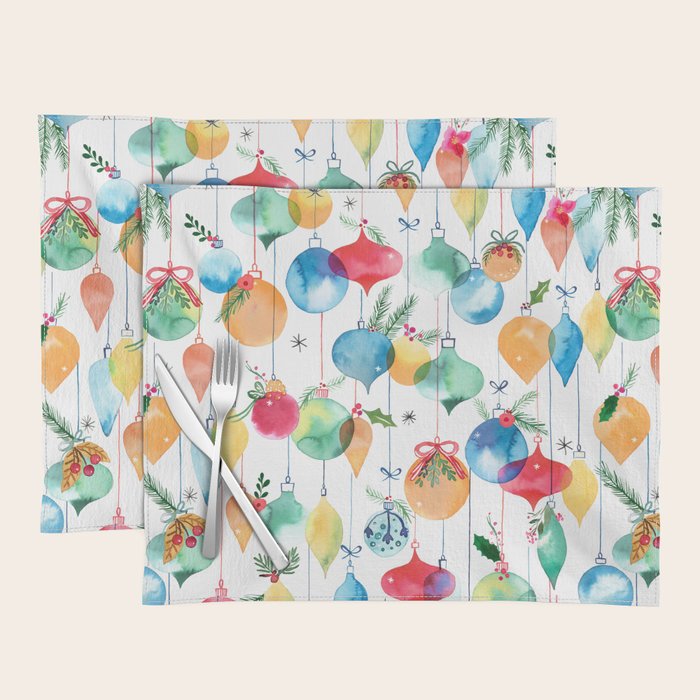 Holiday 2025 Christmas Colorful Baubles Placemat Gallery Image 1