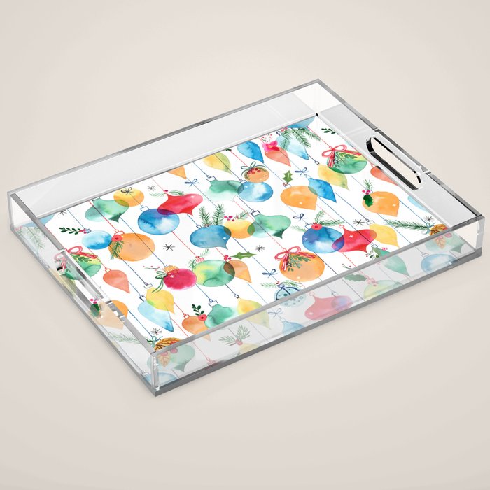 Holiday 2025 Christmas Colorful Baubles Acrylic Tray Gallery Image 1