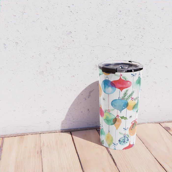 Holiday 2025 Christmas Colorful Baubles Travel Mug Gallery Image 4