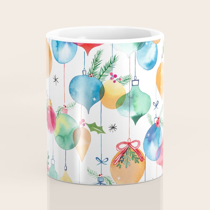 Holiday 2025 Christmas Colorful Baubles Coffee Mug Gallery Image 4