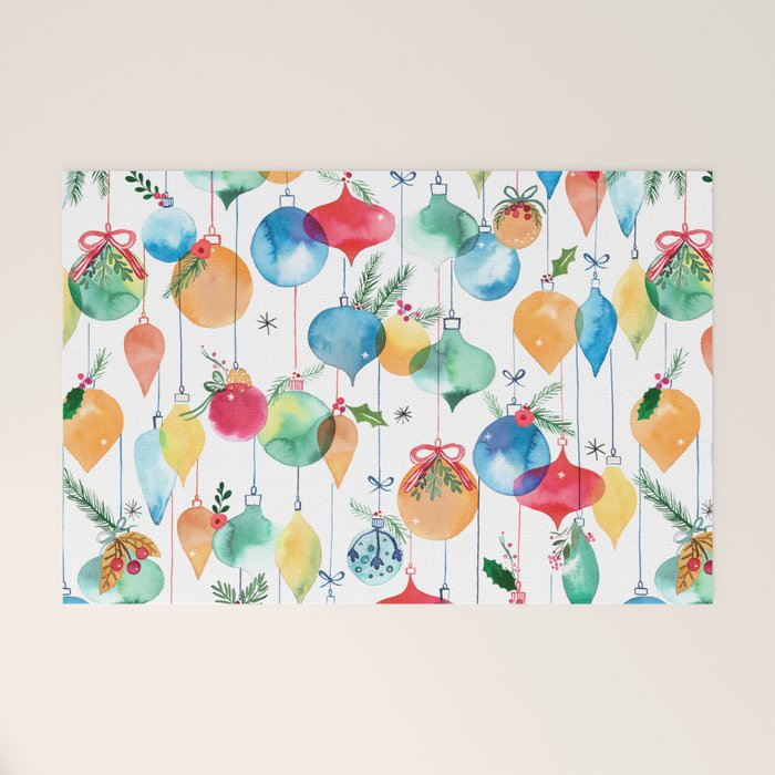 Holiday 2025 Christmas Colorful Baubles Welcome Mat Gallery Image 1