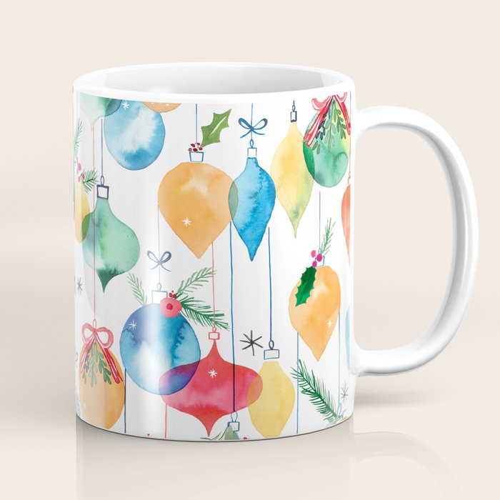 Holiday 2025 Christmas Colorful Baubles Coffee Mug Gallery Image 1