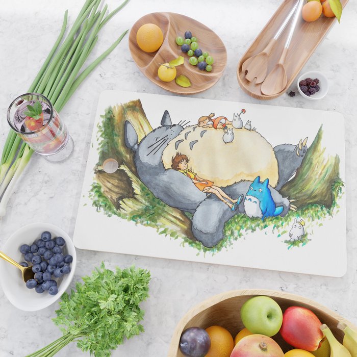 Ghibli forest illustration Cutting Board Gallery Image 2