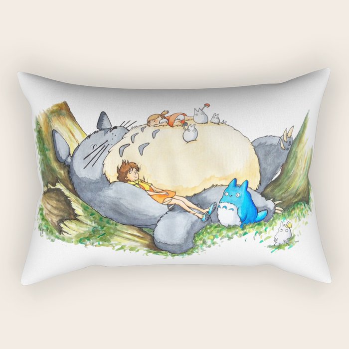 Ghibli forest illustration Rectangular Pillow Gallery Image 2