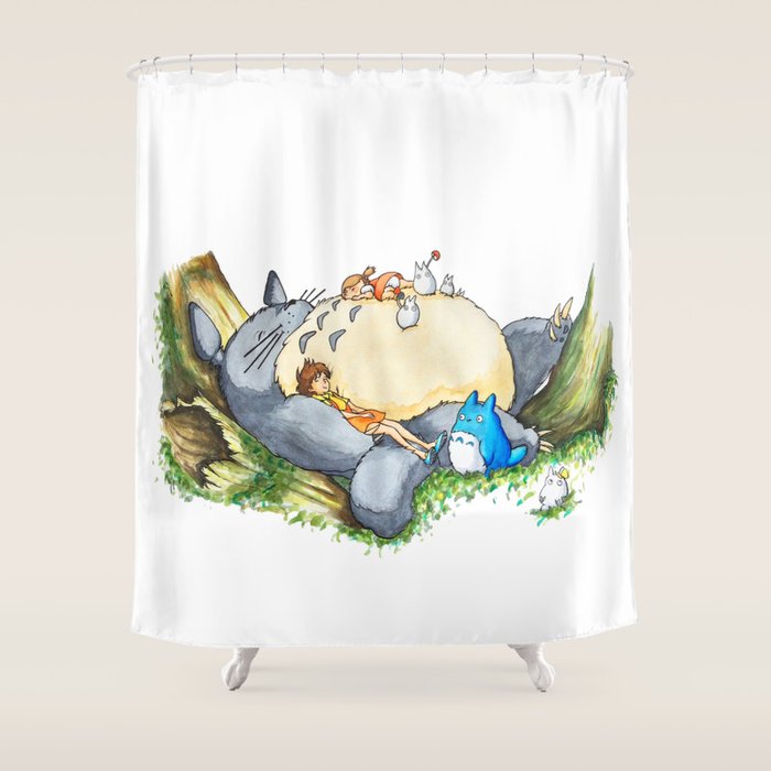 Ghibli forest illustration Shower Curtain Gallery Image 1