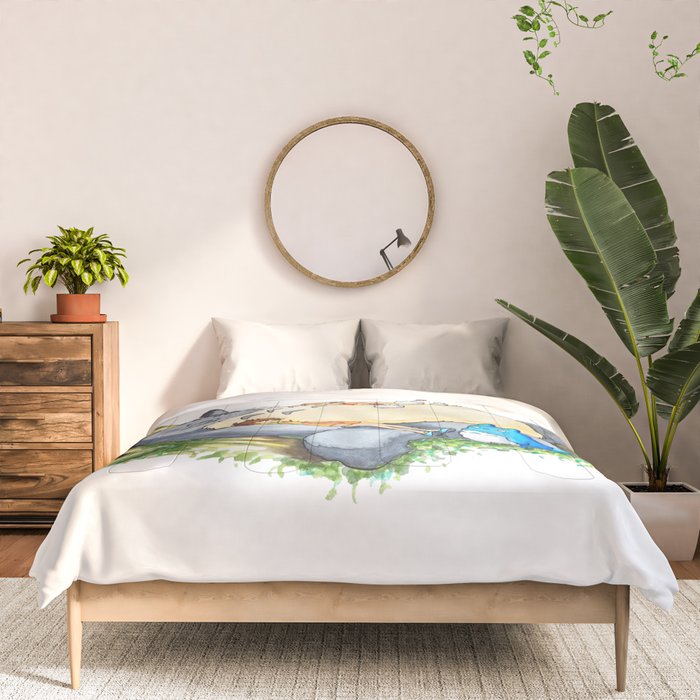 Ghibli forest illustration Comforter Gallery Image 3