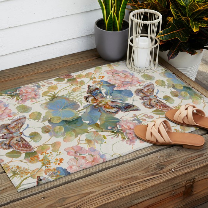 Geranium Moths Outdoor Rug Gallery Image 2