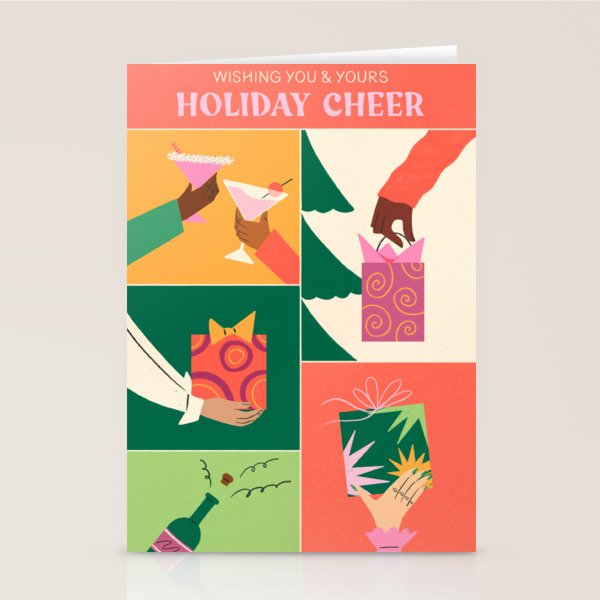 Festive Holiday Gift Exchange Illustration Stationery Card Gallery Image 2