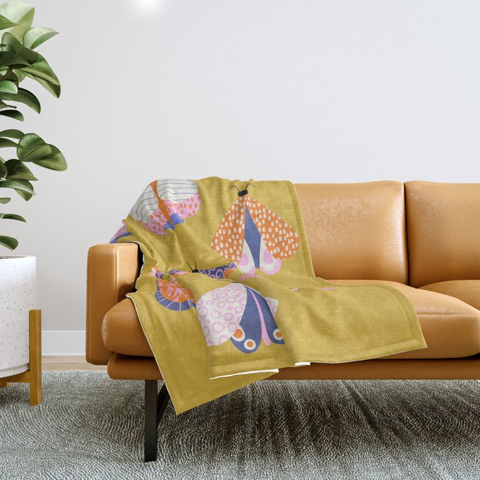 Vintage Moths Throw Blanket Gallery Image 1