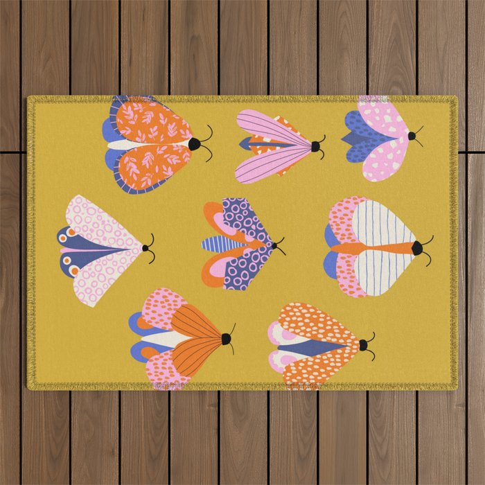 Vintage Moths Outdoor Rug Gallery Image 1