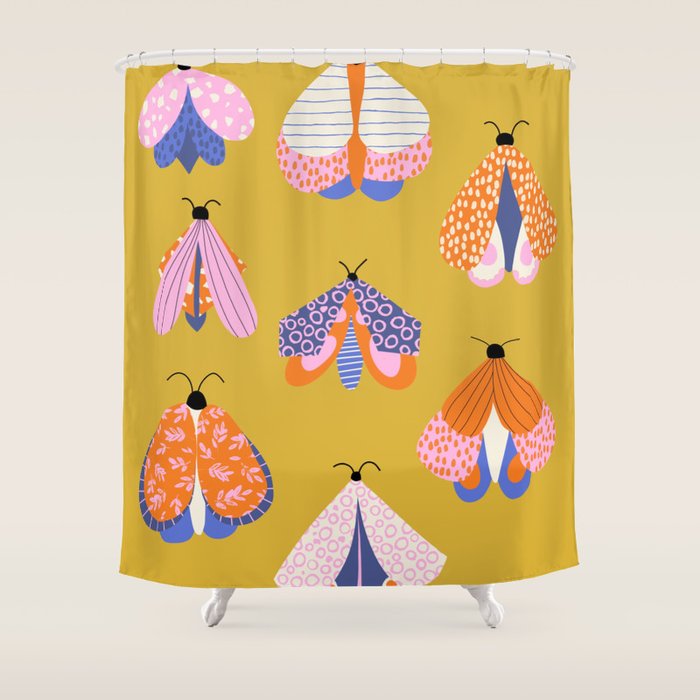Vintage Moths Shower Curtain Gallery Image 1