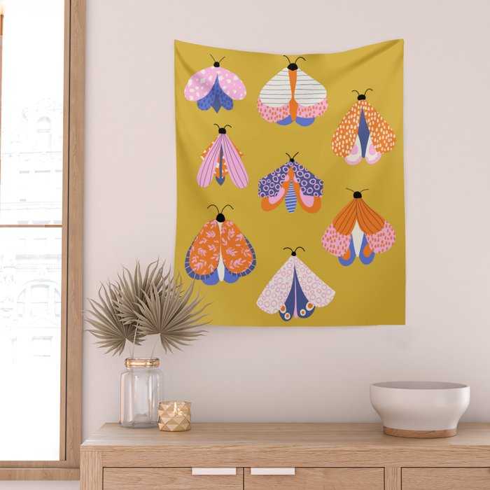 Vintage Moths Wall Tapestry Gallery Image 2