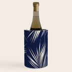 White Gold Palm Leaves on Navy Blue Wine Chiller Gallery Image 1