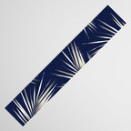 White Gold Palm Leaves on Navy Blue Table Runner Gallery Image 3